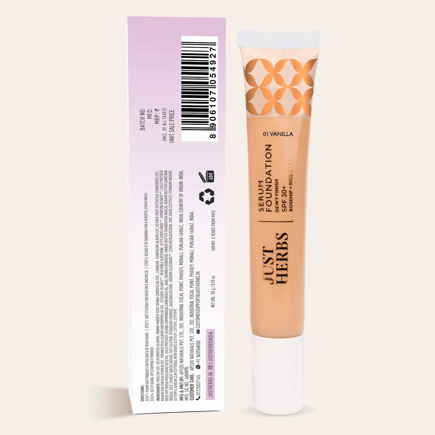 Porcelain: Serum Foundation Dewy Finish SPF30  Tube with Rosehip & Rice Starch