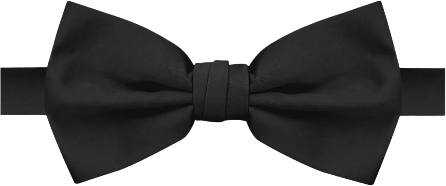 Pretied Banded Bowtie Hanky Open Rose Lapel Flower 3 pc Set