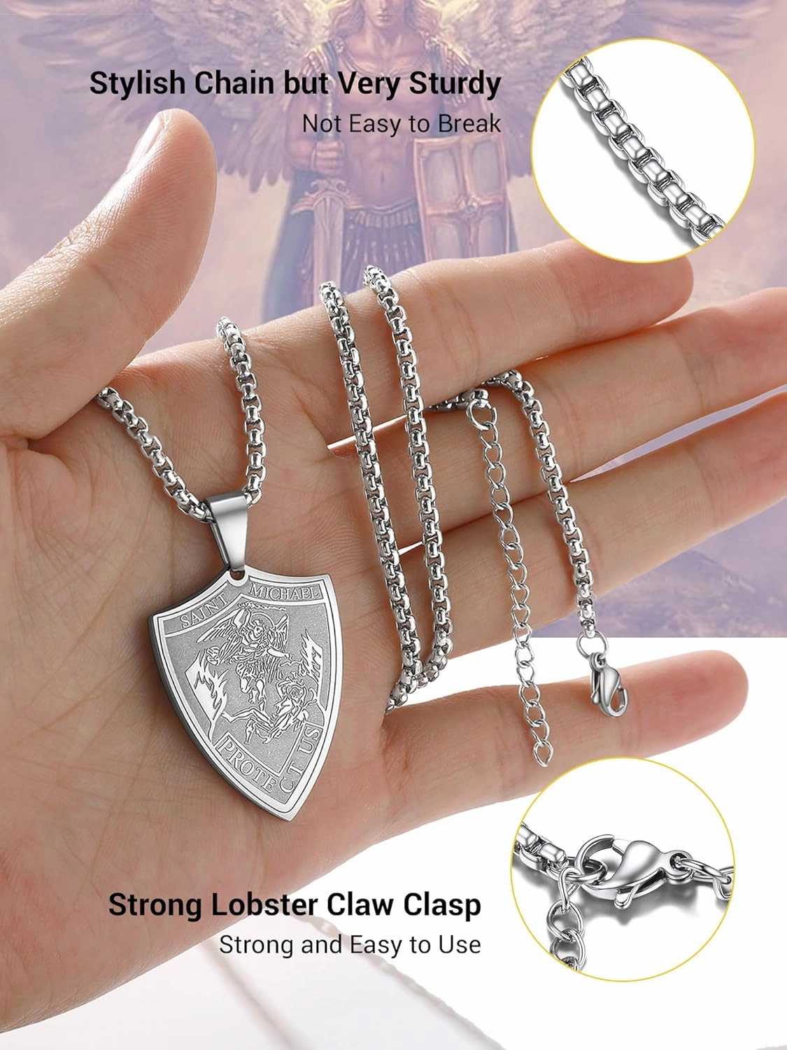 PROSTEEL Saint St Christopher/Benedict/Michael Medal Necklace for Men, 316L Stainless Steel Protection Necklace Catholic Jewelry, 22"-24" Adjustable, Come with Box