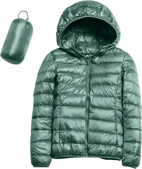 Puffer Jacket Womens with Hood Winter Warm Packable Bubble Jacket Lightweight Slim Fit Short Duck Down Coat