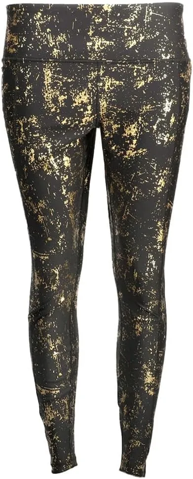 PUMA Womens Metallic Shine Athletic Leggings Casual - Black, Gold - Size XS