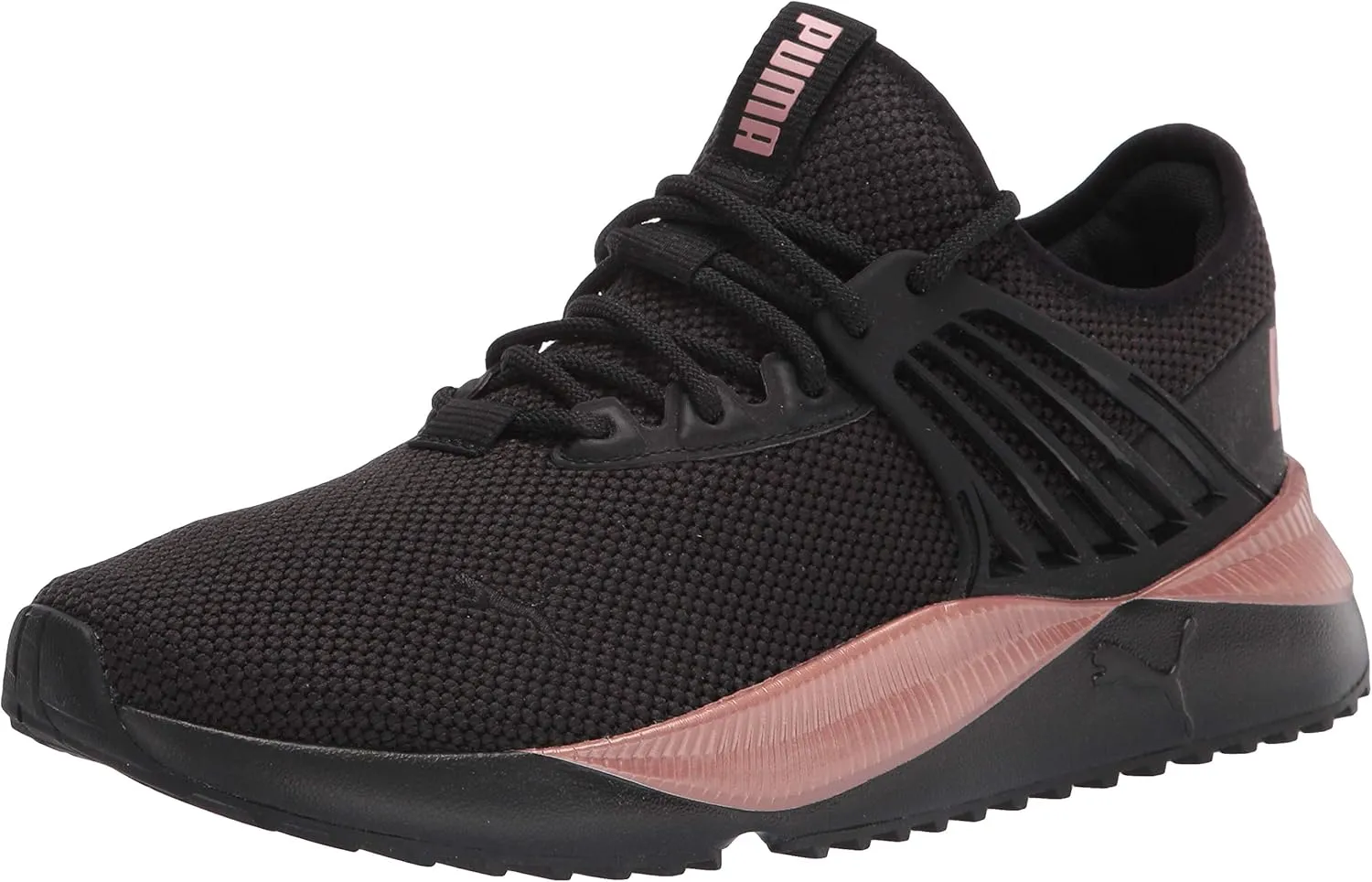 PUMA womens Pacer Future Sneaker, Puma Black-rose Gold, 6 US