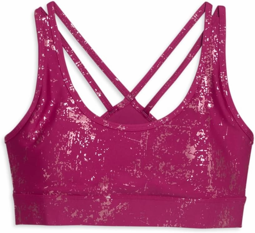 PUMA Womens Metallic Shine Medium Impact Sports Bra Training Casual Casual - Pink - Size S