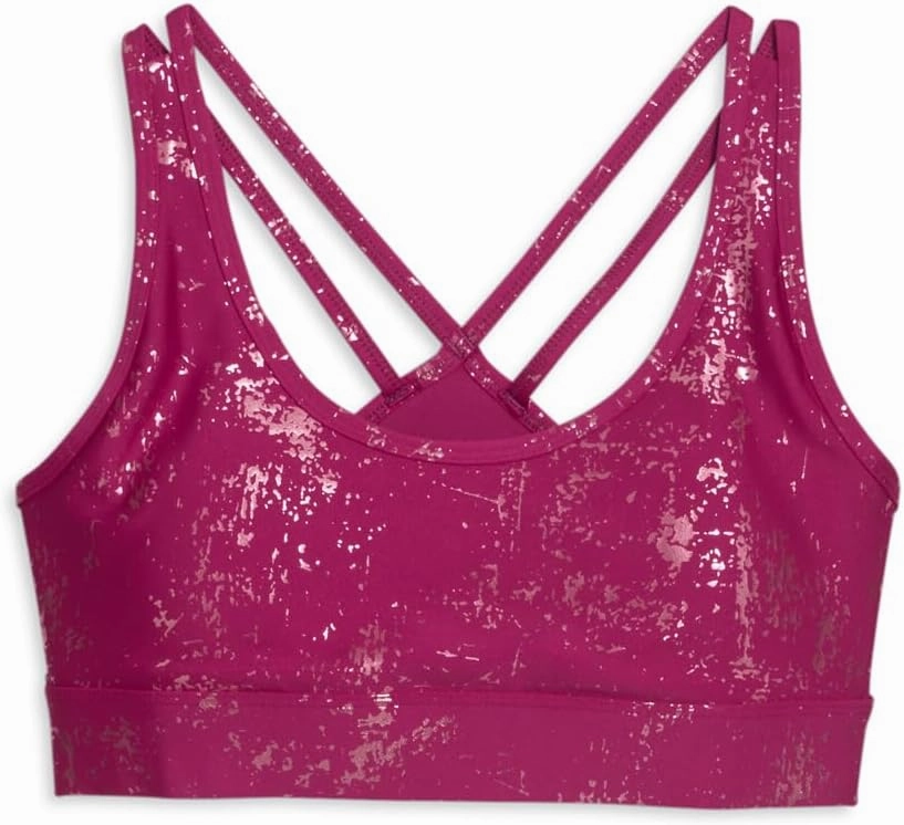 PUMA Womens Metallic Shine Medium Impact Sports Bra Training Casual Casual - Pink - Size XS