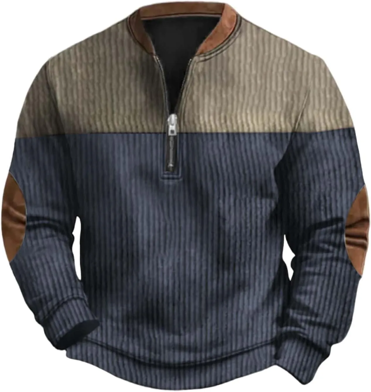 Quarter Zip Pullover Men Knit Pattern Long Sleeve Sweatshirts Vintage American Flag Print Sweaters Patriotic Shirts