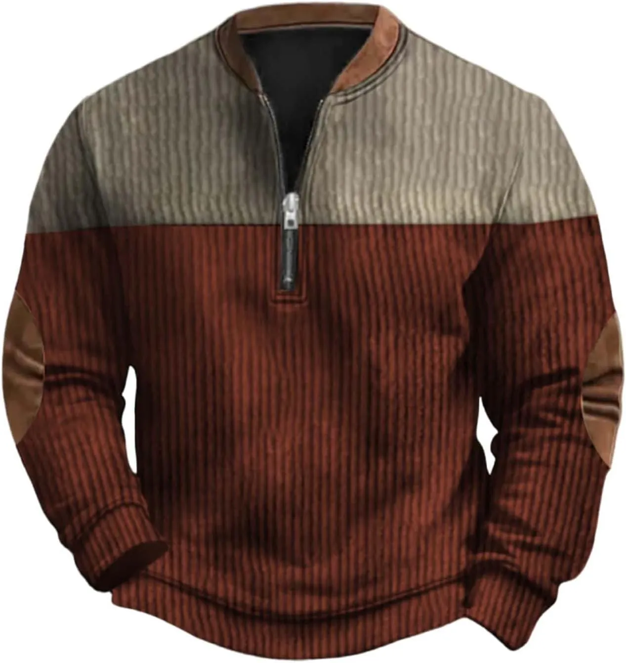 Quarter Zip Pullover Men Knit Pattern Long Sleeve Sweatshirts Vintage American Flag Print Sweaters Patriotic Shirts