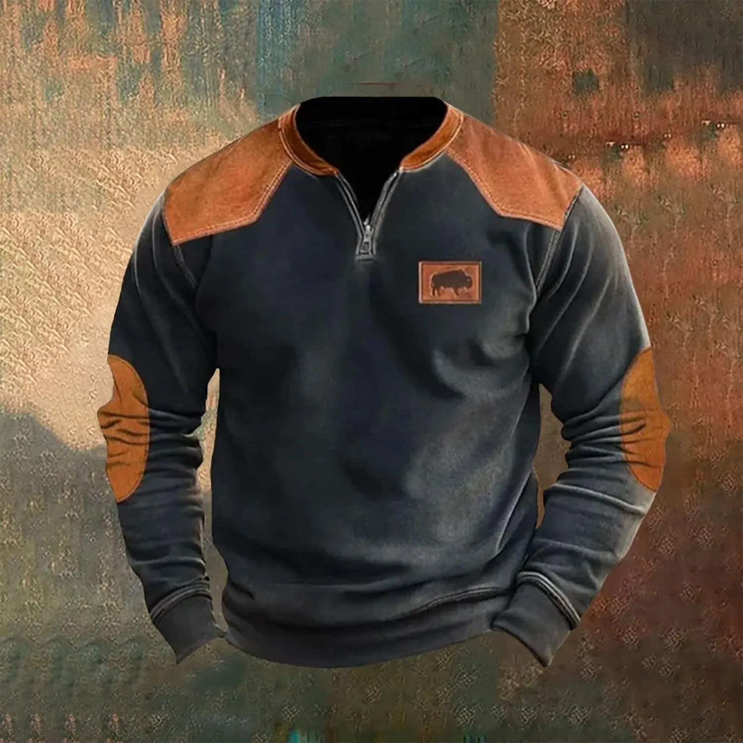 Quarter Zip Sweatshirts for Men Vintage Long Sleeve 3D Knit Pattern Golf Polo Shirts Stand Collar Pullover Sweater
