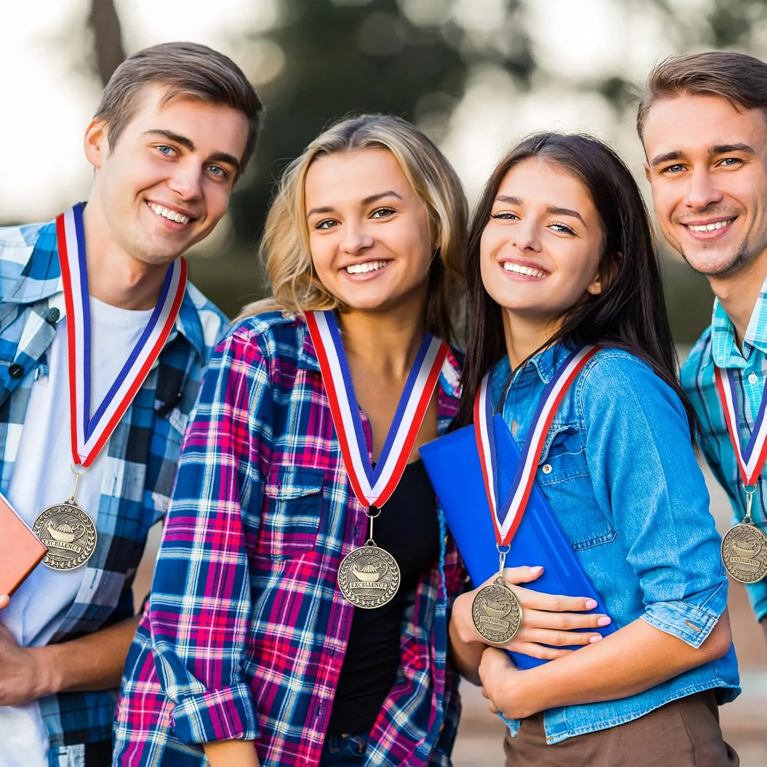 Quelay 30 Pcs 2'' Award Medals Bulk Gold Winner Medals with Neck Ribbons Metal Trophy Award Prize Gift for Tournaments, Competitions, Party, Kids and Adults