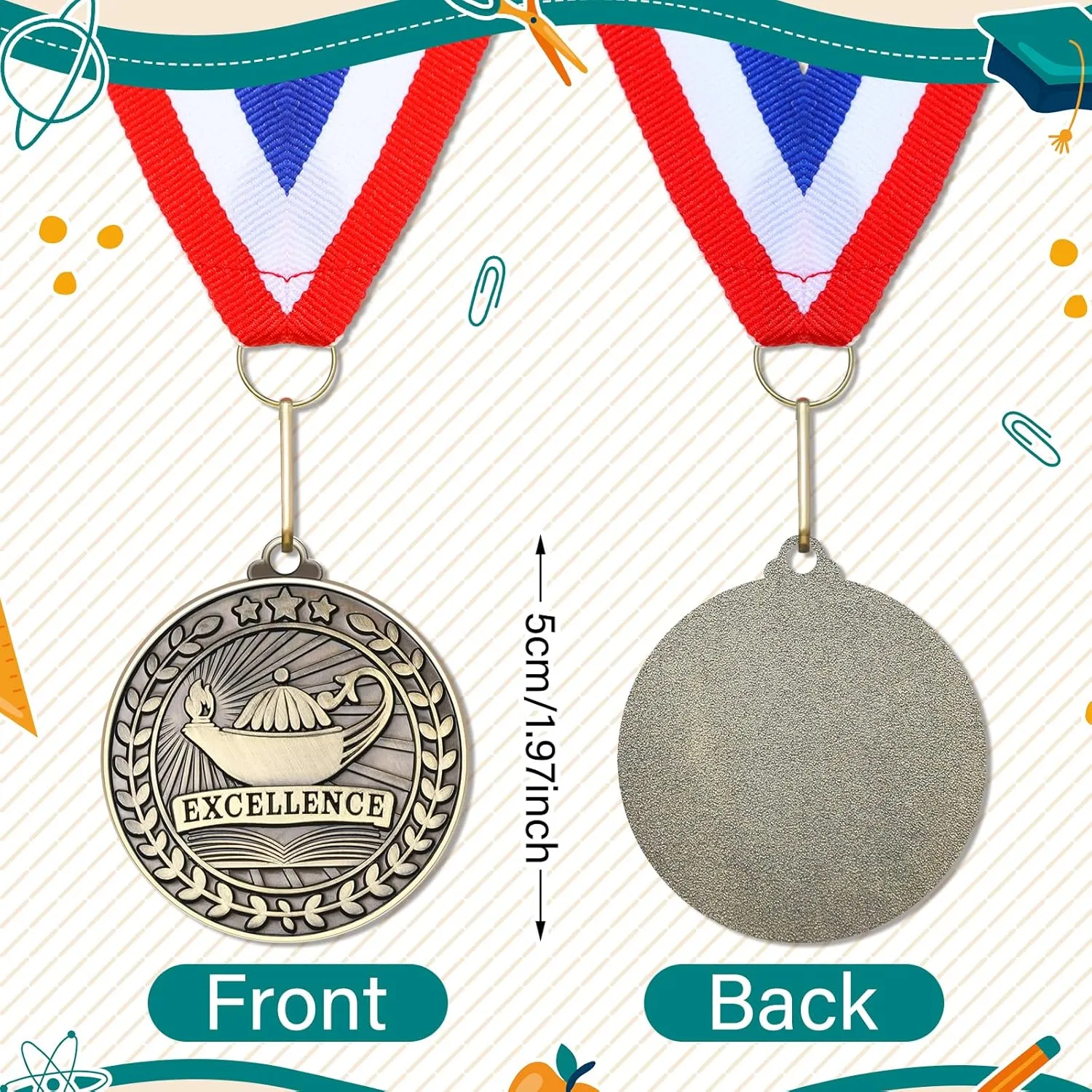 Quelay 30 Pcs 2'' Award Medals Bulk Gold Winner Medals with Neck Ribbons Metal Trophy Award Prize Gift for Tournaments, Competitions, Party, Kids and Adults