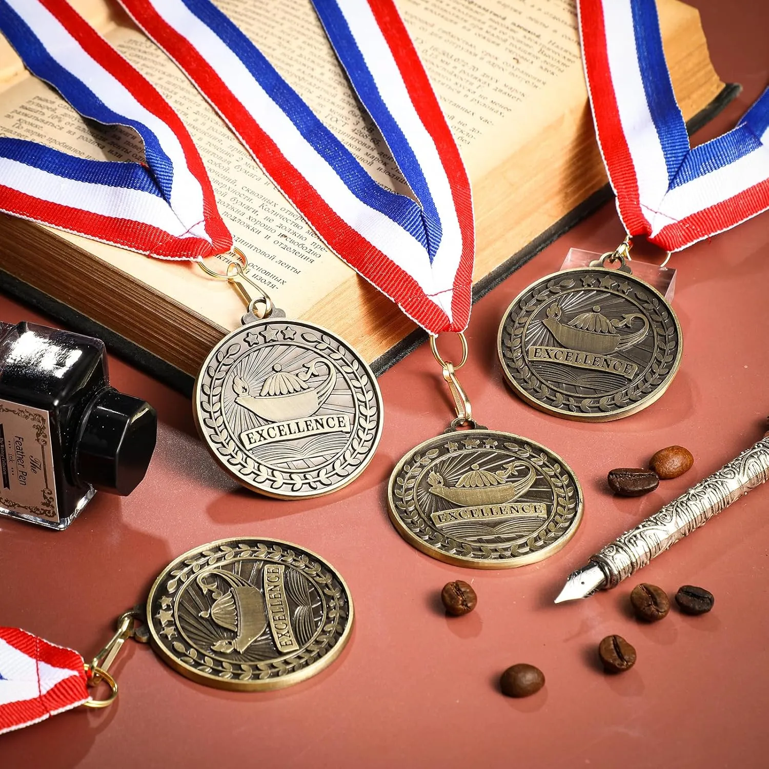 Quelay 30 Pcs 2'' Award Medals Bulk Gold Winner Medals with Neck Ribbons Metal Trophy Award Prize Gift for Tournaments, Competitions, Party, Kids and Adults