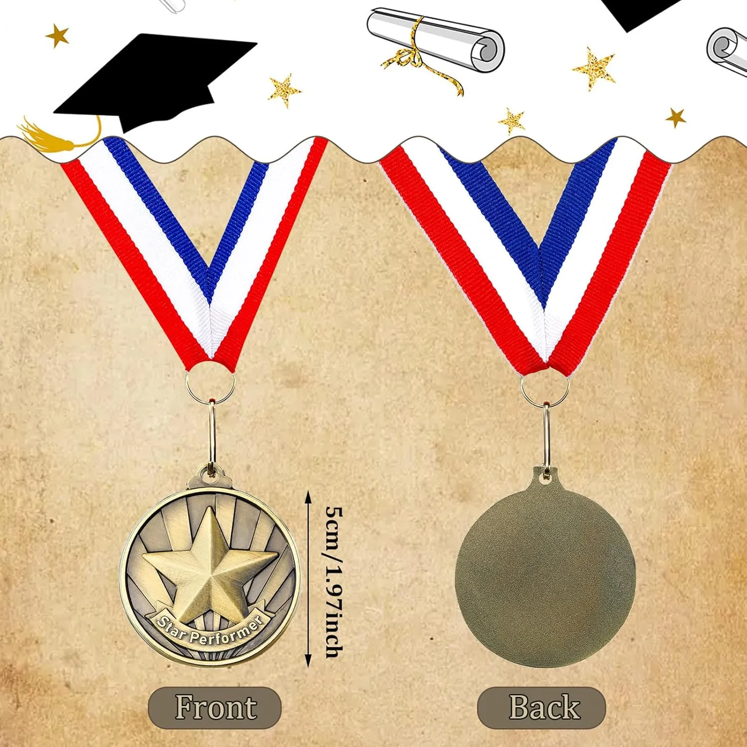 Quelay 30 Pcs 2'' Gold Medals for Awards Winner Bulk with Neck Ribbons Metal Trophy Award Prize Gift for Kids Students Adults School Graduation Participation Competitions