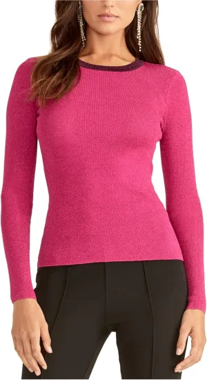 Rachel Rachel Roy Womens Metallic Ringer Pullover Sweater Pink L