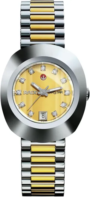 Rado DiaStar Original Swiss Automatic Watch with Stainless Steel Strap, Gold, 21 (Model: R12403633)