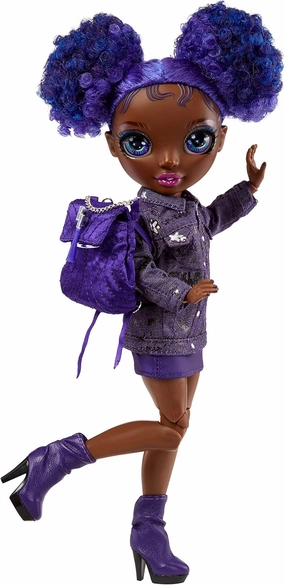 Rainbow High Jr High Series 2 Krystal Bailey- 9" Purple Posable Fashion Doll with Designer Accessories and Open/Close Backpack. Great Toy Gift for Kids Ages 6-12 Years Old & Collectors