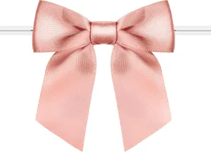 RainbowPana 120 Pack Luxury Twist Tie Bows, Rose Gold 3" Satin Ribbon Pretied Bows, Premade Craft Decoration for Package Cake Pop Basket Favors Cookie Candy, Gift Wrapping Baby Shower Wedding