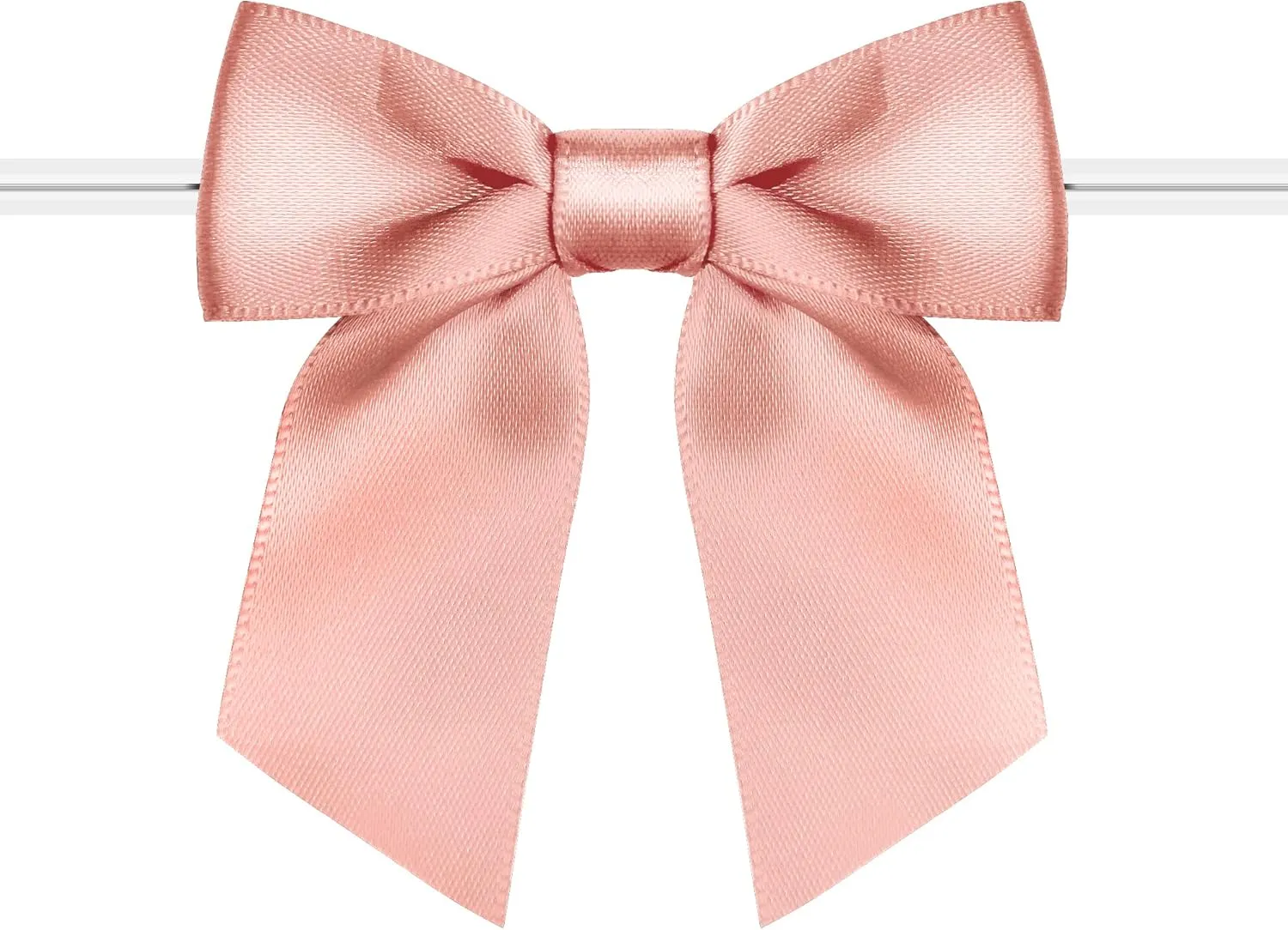 RainbowPana 120 Pack Luxury Twist Tie Bows, Rose Gold 3" Satin Ribbon Pretied Bows, Premade Craft Decoration for Package Cake Pop Basket Favors Cookie Candy, Gift Wrapping Baby Shower Wedding