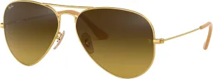 Ray-Ban RB3025 Aviator Large Metal Gradient Unisex Sunglasses Matte Gold Frame/Brown Gradient Lens