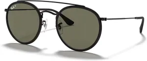 Ray-Ban RB3647N Double Bridge Round Sunglasses for Men for Women   BUNDLE with Designer iWear Eyewear Care Kit