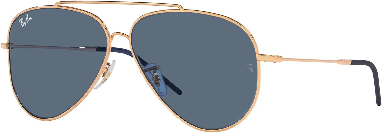 Ray-Ban Unisex Sunglasses Gold Frame, Green Lenses, 59MM