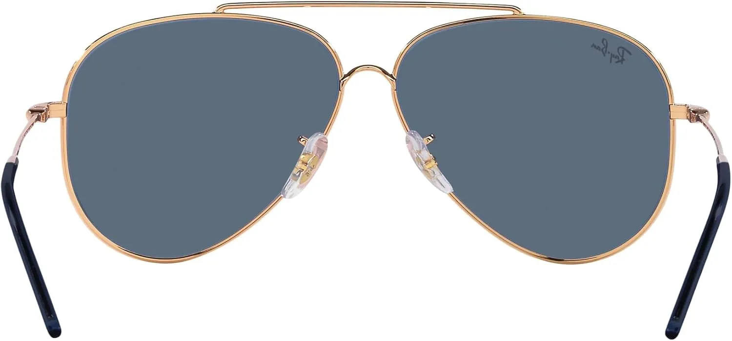 Ray-Ban Unisex Sunglasses Gold Frame, Green Lenses, 59MM
