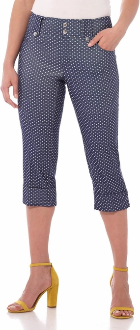 Rekucci Women's Ease into Comfort Modern Classic Cuffed Capri