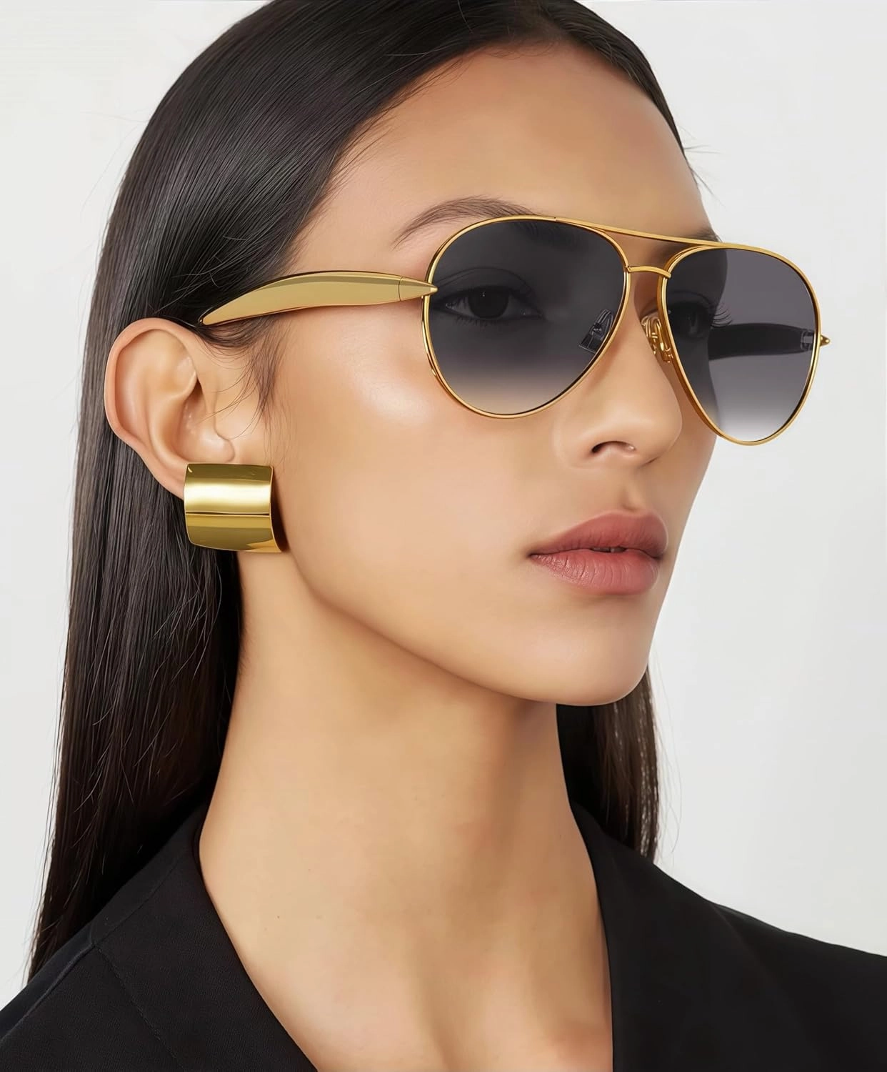 Retro Gold Aviator Sunglasses for Women Men, 2025 Metal Oversized 70s Aviators Sun Glasses