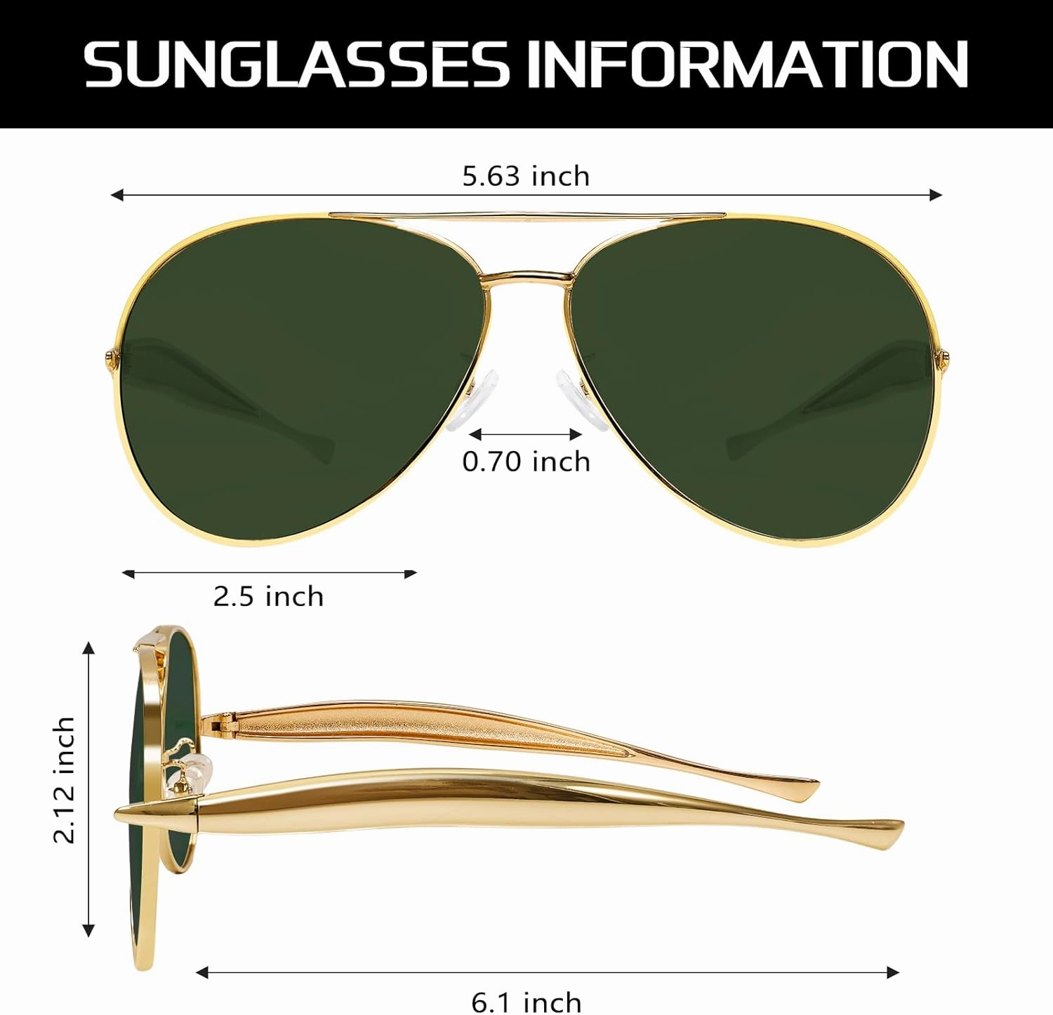 Retro Gold Aviator Sunglasses for Women Men, 2025 Metal Oversized 70s Aviators Sun Glasses