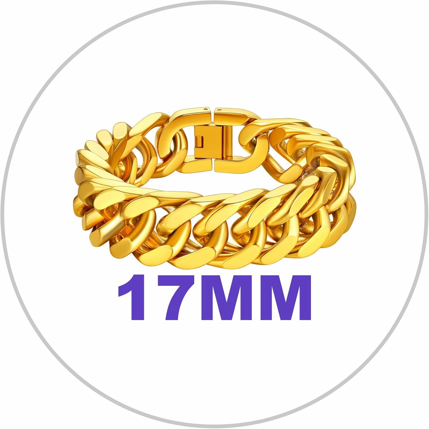Richsteel Father's Day Bracelets for Men Cuban Link Chain Bracelets 8/12/17mm Width Stainless Steel Chain Wrist Bracelets, 7.4/8.2/9 Inch Length Classic Jewelry for Christmas/Valentine's Day/Birthday