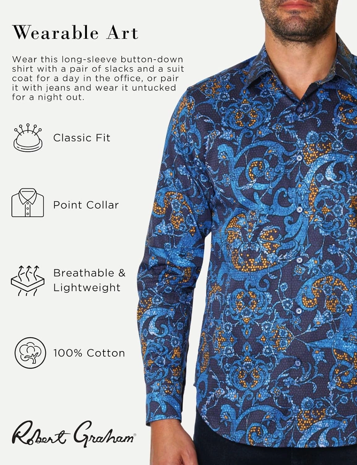 Robert Graham Men's Landry Long Sleeve Woven Button Down Shirt