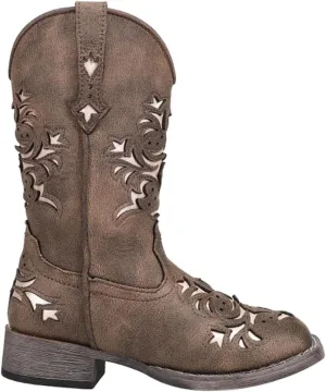 ROPER Kids Girls Lola Metallic Square Toe Casual Boots Mid Calf - Brown