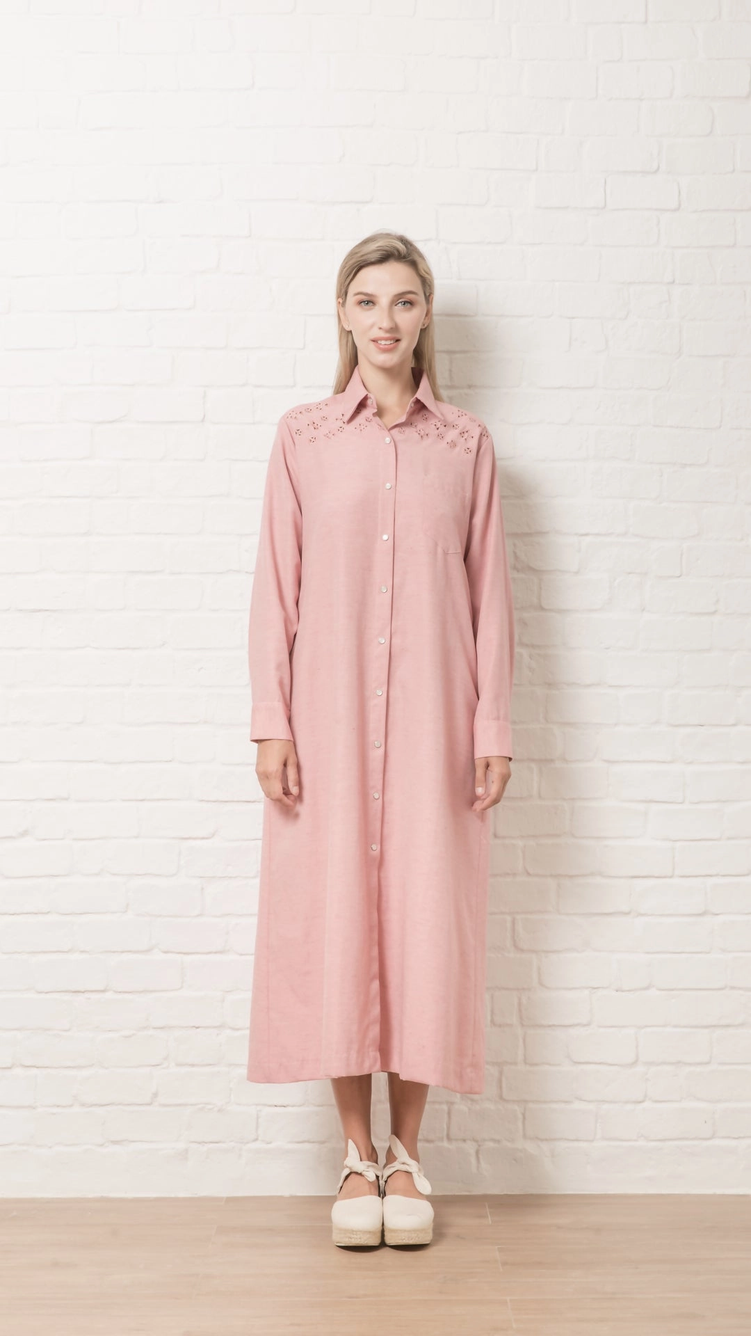 Rose Blush Dress - Embroidered Fish