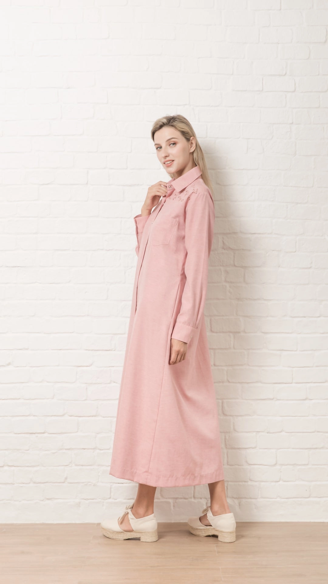 Rose Blush Dress - Embroidered Fish