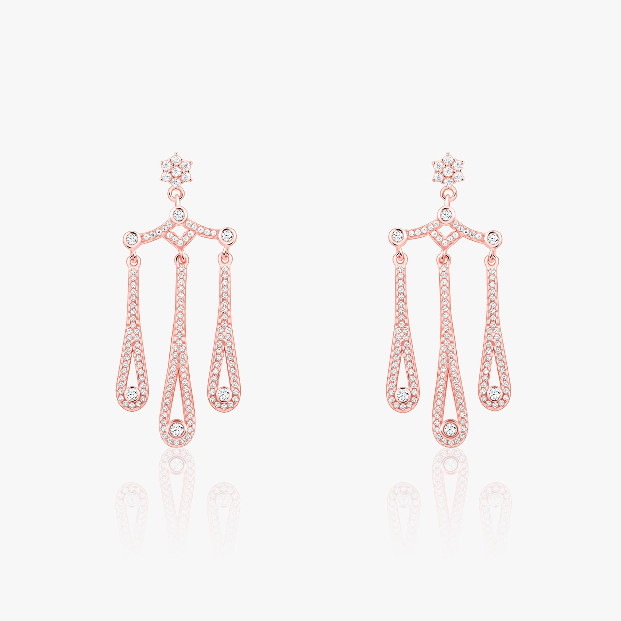 Rose Gold Gleaming Spark Earrings