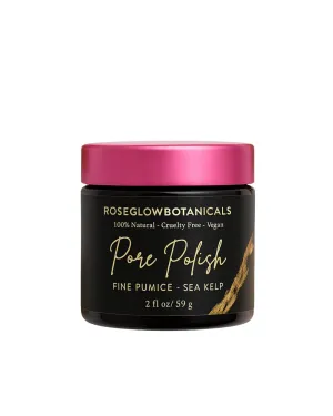 Roseglow Botanicals Pore Polish, Natural Vegan Face Scrub with Fine Pumice and Sea Kelp, 2.1 oz, Black and Pink