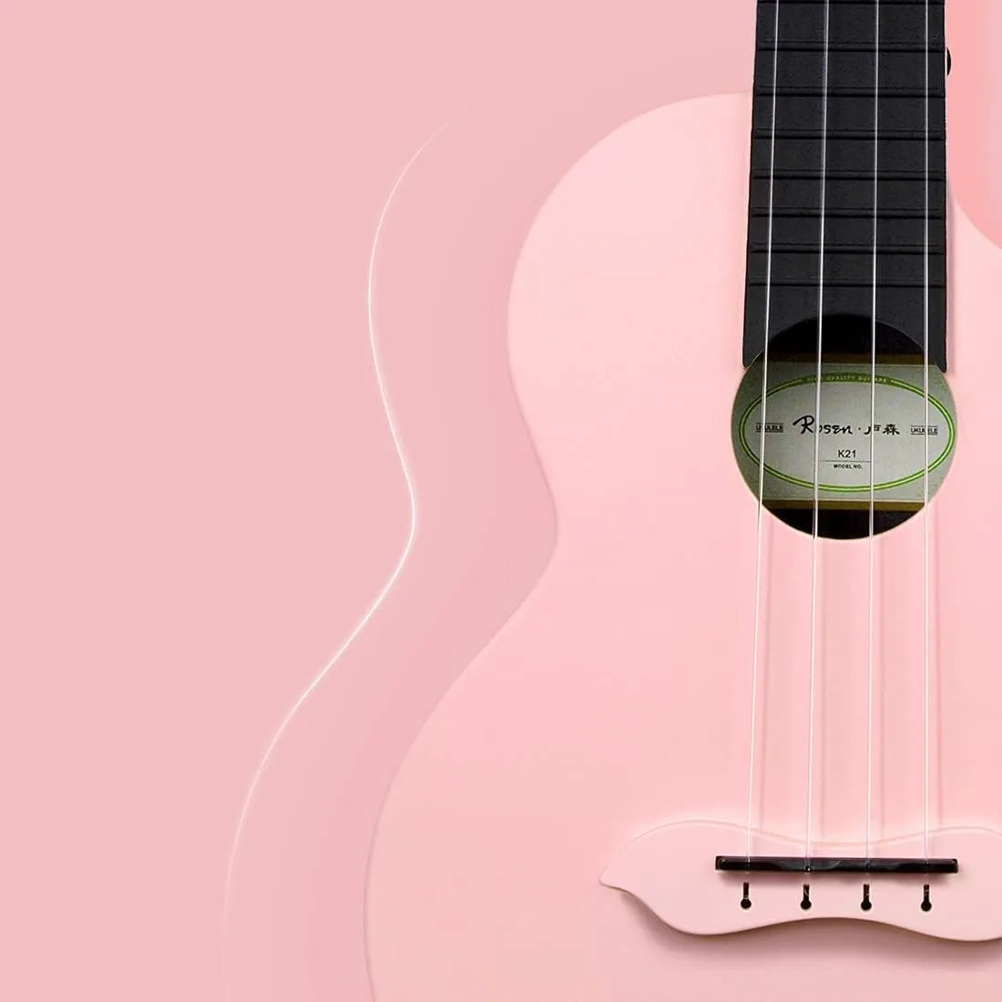 Rosen Concert Ukulele 23 inch Carbon Fiber Travel Ukelele for Adult Kids Beginners Kit with Case, Tuner, Strap, Capo, Strings, Cleaning Cloth, Picks, Ukulele Book(Pink)