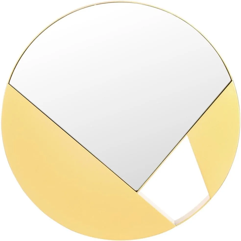SAFAVIEH Home Collection Essa Modern Gold 16-inch Round Iron & Glass Accent Wall Mirror, Ideal for Bedroom, Living Room, Bathroom, Foyer, Entryway