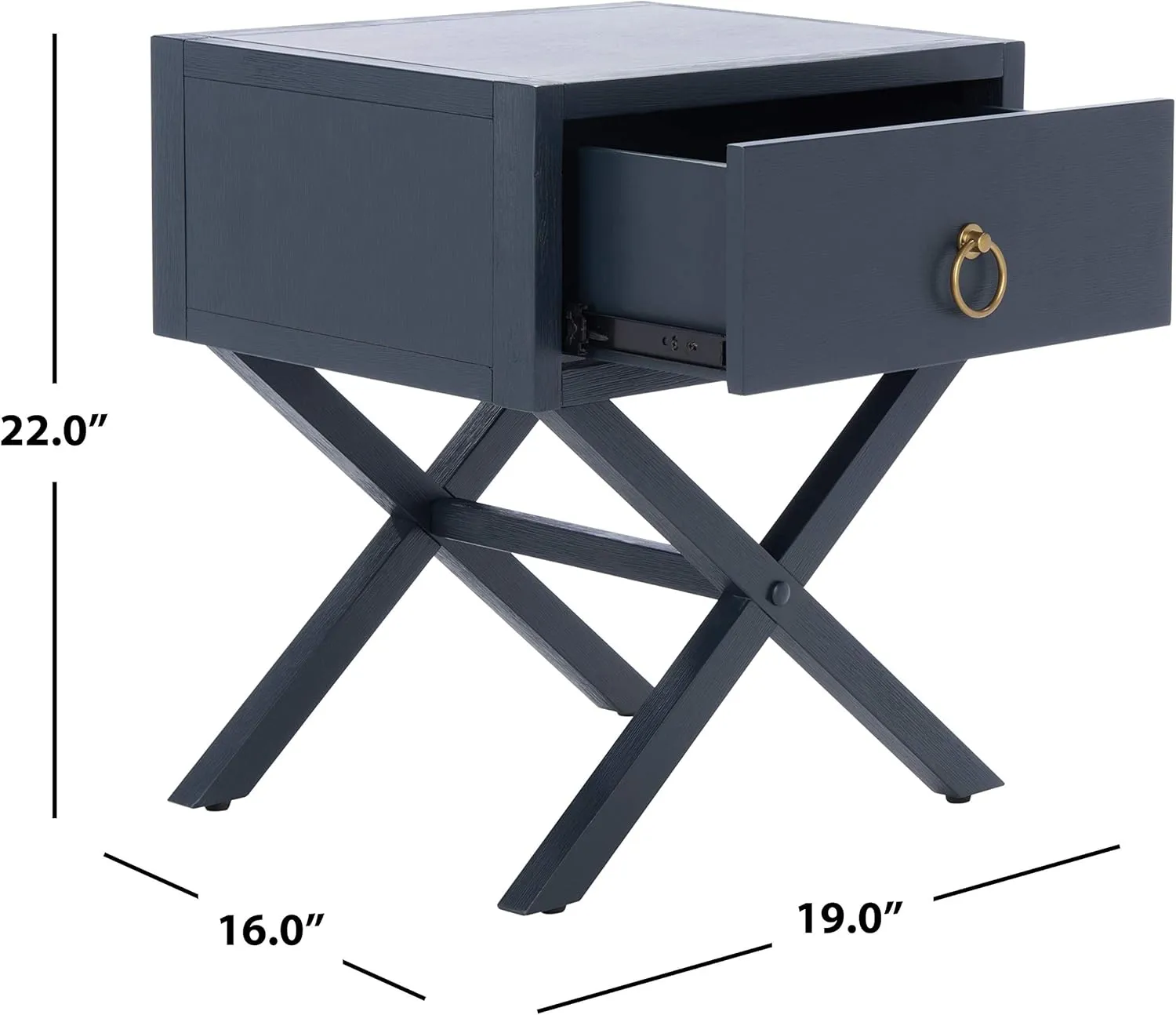 Safavieh Home Collection Odilia Navy and Gold 1-Drawer Nightstand