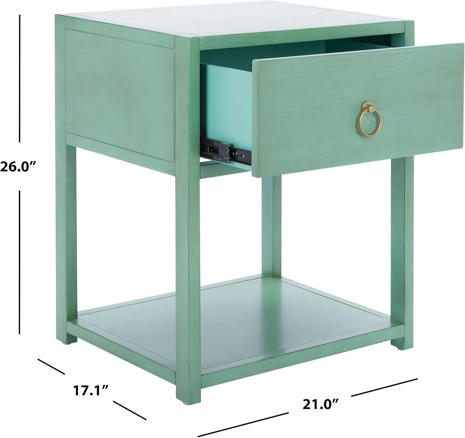 Safavieh Home Collection Yudi Turquoise and Gold 1-Drawer Nightstand