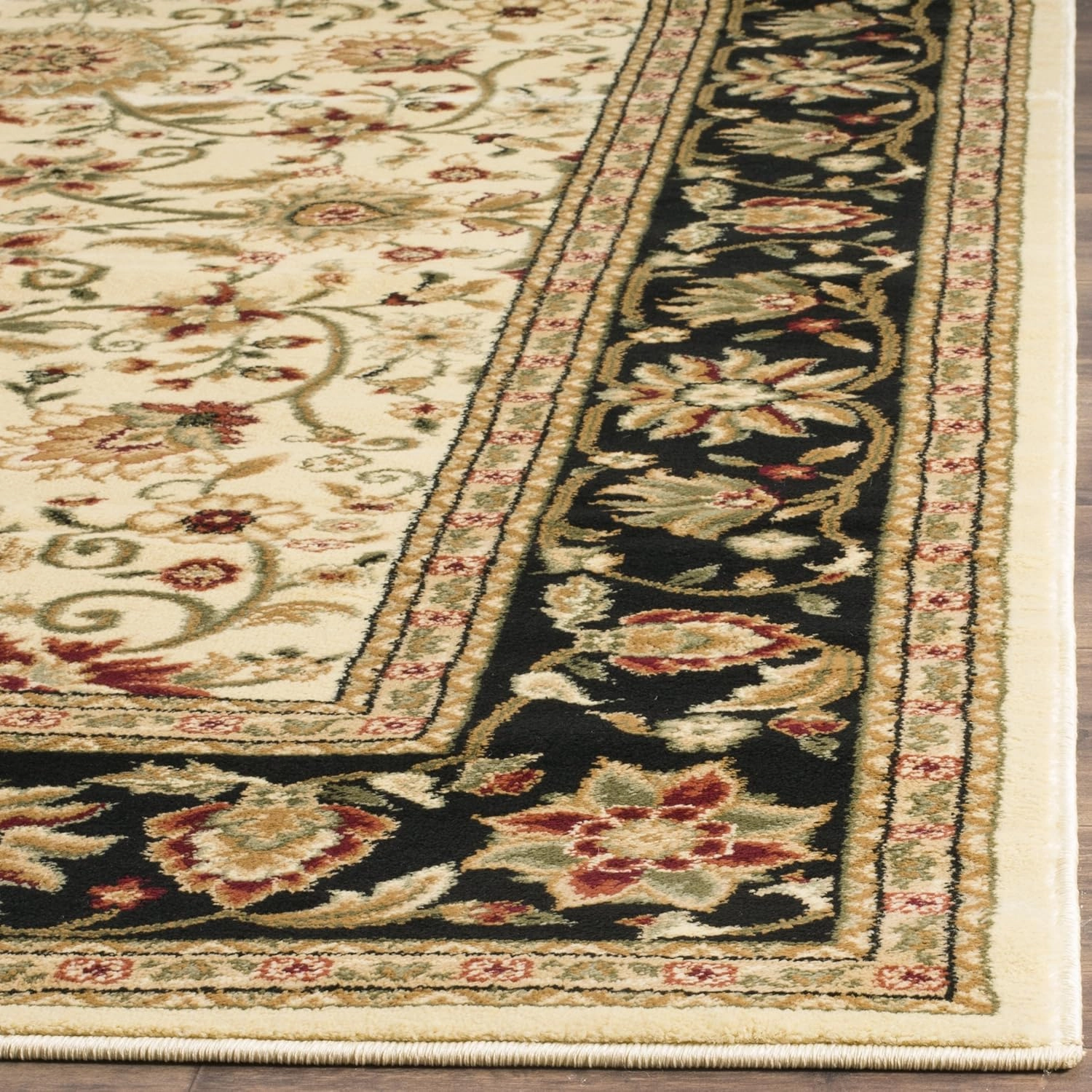 SAFAVIEH Lyndhurst Collection Area Rug - 5'3" x 7'6", Ivory & Black, Traditional Oriental Design, Non-Shedding & Easy Care, Ideal for High Traffic Areas in Living Room, Bedroom (LNH212B)