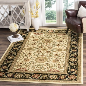 SAFAVIEH Lyndhurst Collection Area Rug - 5'3" x 7'6", Ivory & Black, Traditional Oriental Design, Non-Shedding & Easy Care, Ideal for High Traffic Areas in Living Room, Bedroom (LNH212B)