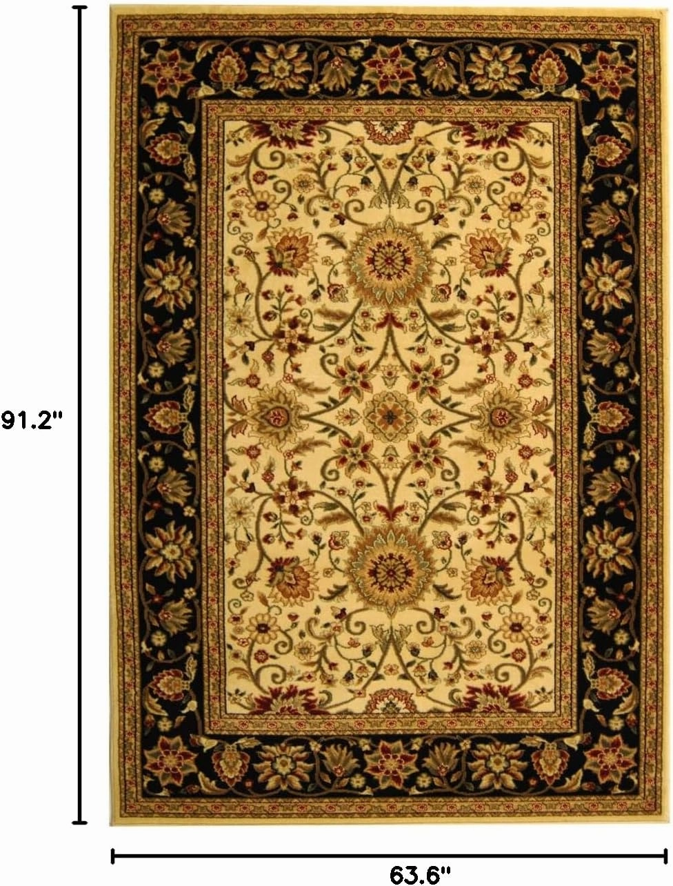 SAFAVIEH Lyndhurst Collection Area Rug - 5'3" x 7'6", Ivory & Black, Traditional Oriental Design, Non-Shedding & Easy Care, Ideal for High Traffic Areas in Living Room, Bedroom (LNH212B)