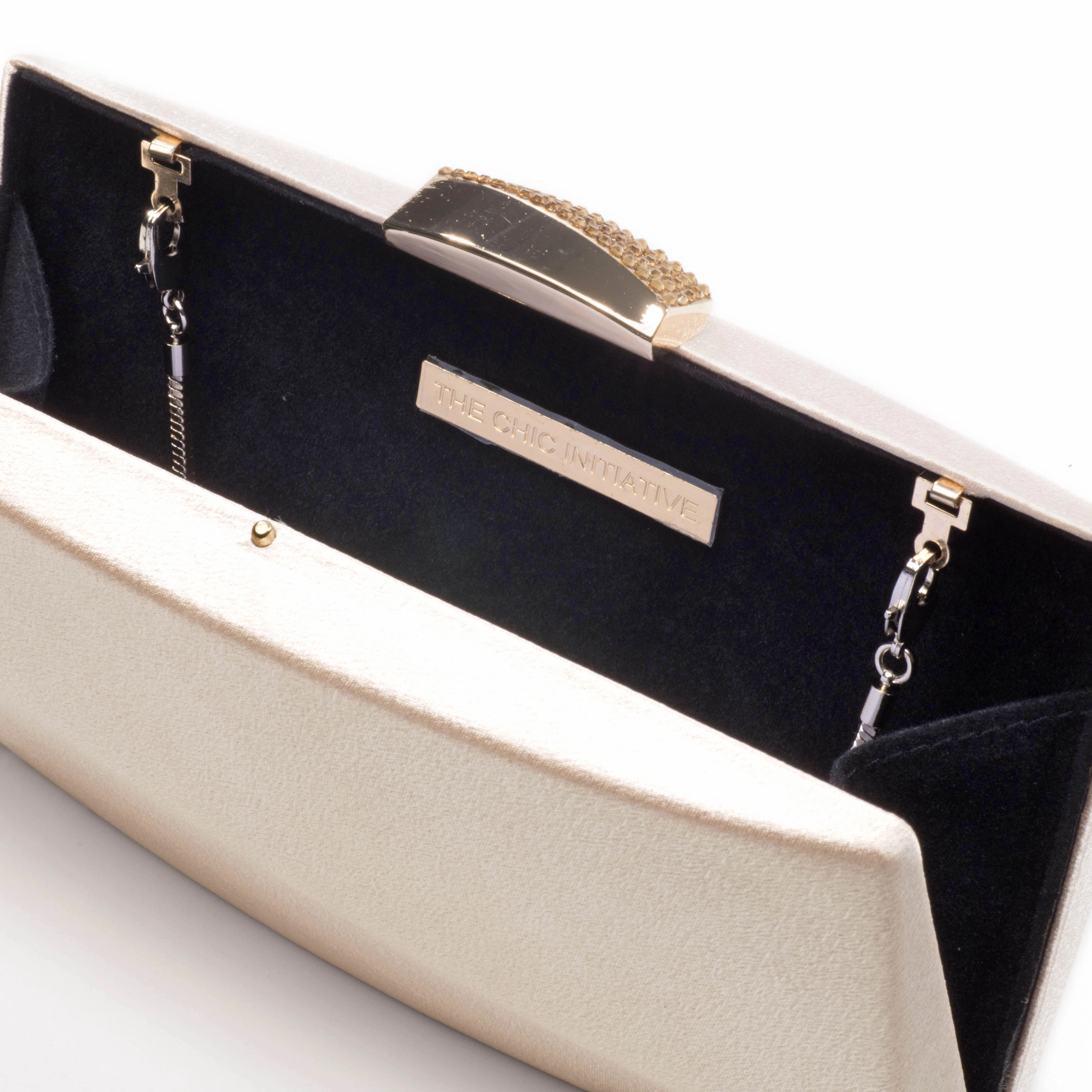 Sandro Satin Clutch (Rose Gold)