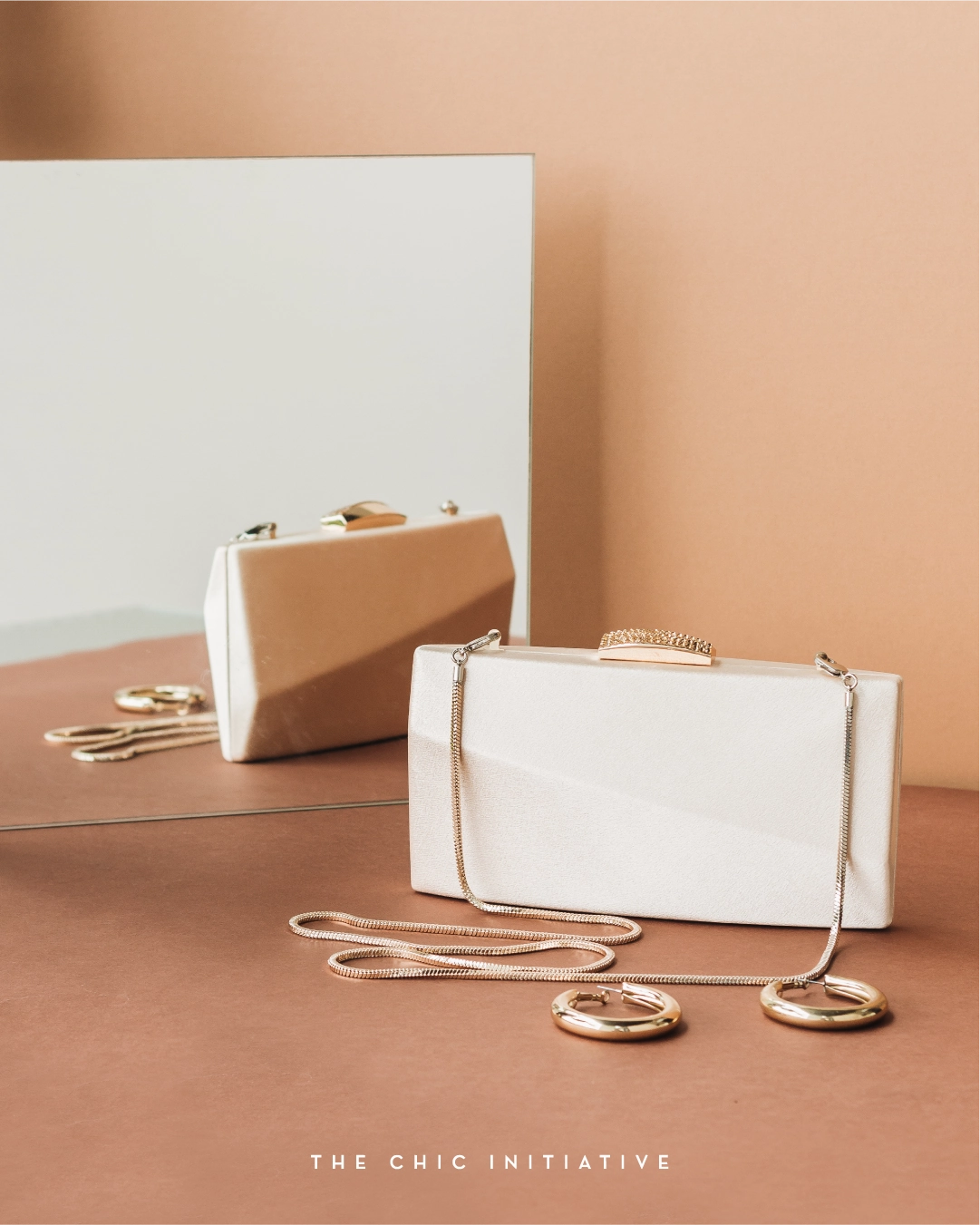 Sandro Satin Clutch (Rose Gold)