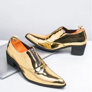 Santimon Men’s Multilcolor Luxury Designer Dress Shoes Patent Leather Slip-On Formal Shoes for Business, Weddings, Ballroom Black Dance Shoe Blue, Gold, Red, Silver