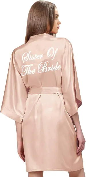Satin Robe for women Short Bride and Bridesmaid Rose Gold Dressing robe for Wedding Party…