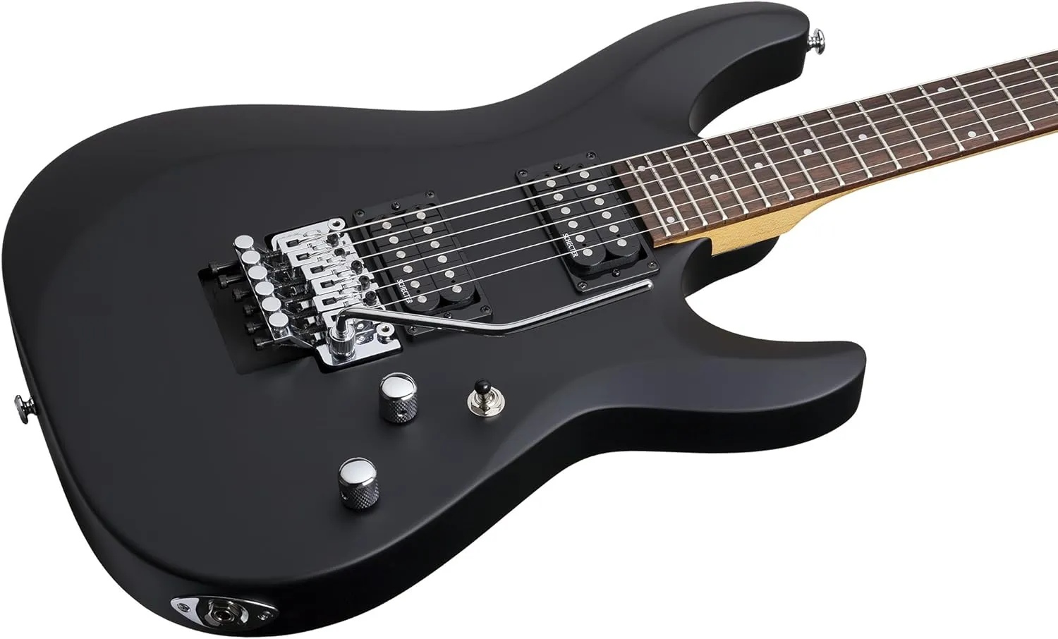 Schecter C-6 FR DELUXE Satin Black Solid-Body Electric Guitar, Satin Black