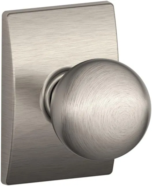 SCHLAGE F10ORB619CEN F10-ORB-619-CEN Satin Nickel Passage Orbit Style Knob with Century Rose