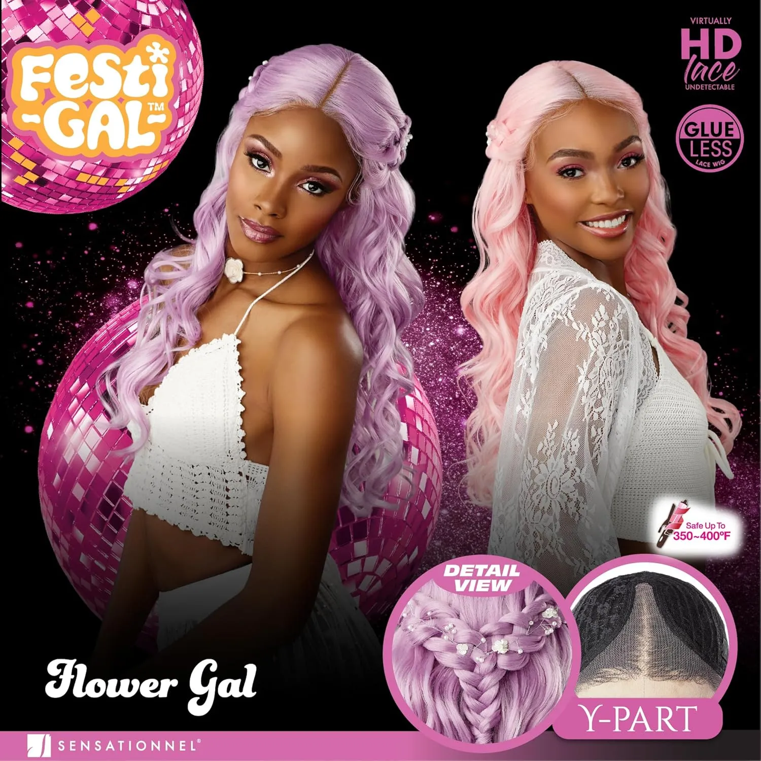 Sensationnel Shearmuse Festigal Lacewig - Flower Gal Glueless Ypart Laceparting Hand Tied Ready to Wear Synthetic Prestyled Units (BLEACHBLONDE)