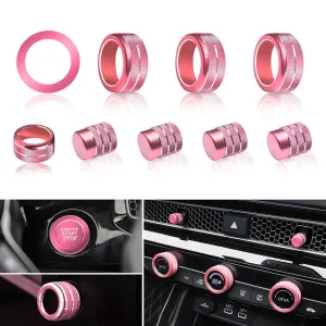 SENSHINE Air Conditioning, Vent Knob Cover for Honda Civic Accessories 2022 2023 2024 2025 for Honda CRV 2023 2024 2025 for Acura Integra 2023 2024 2025 Start/Stop Push Button Ring Trim 10Pcs (Pink)
