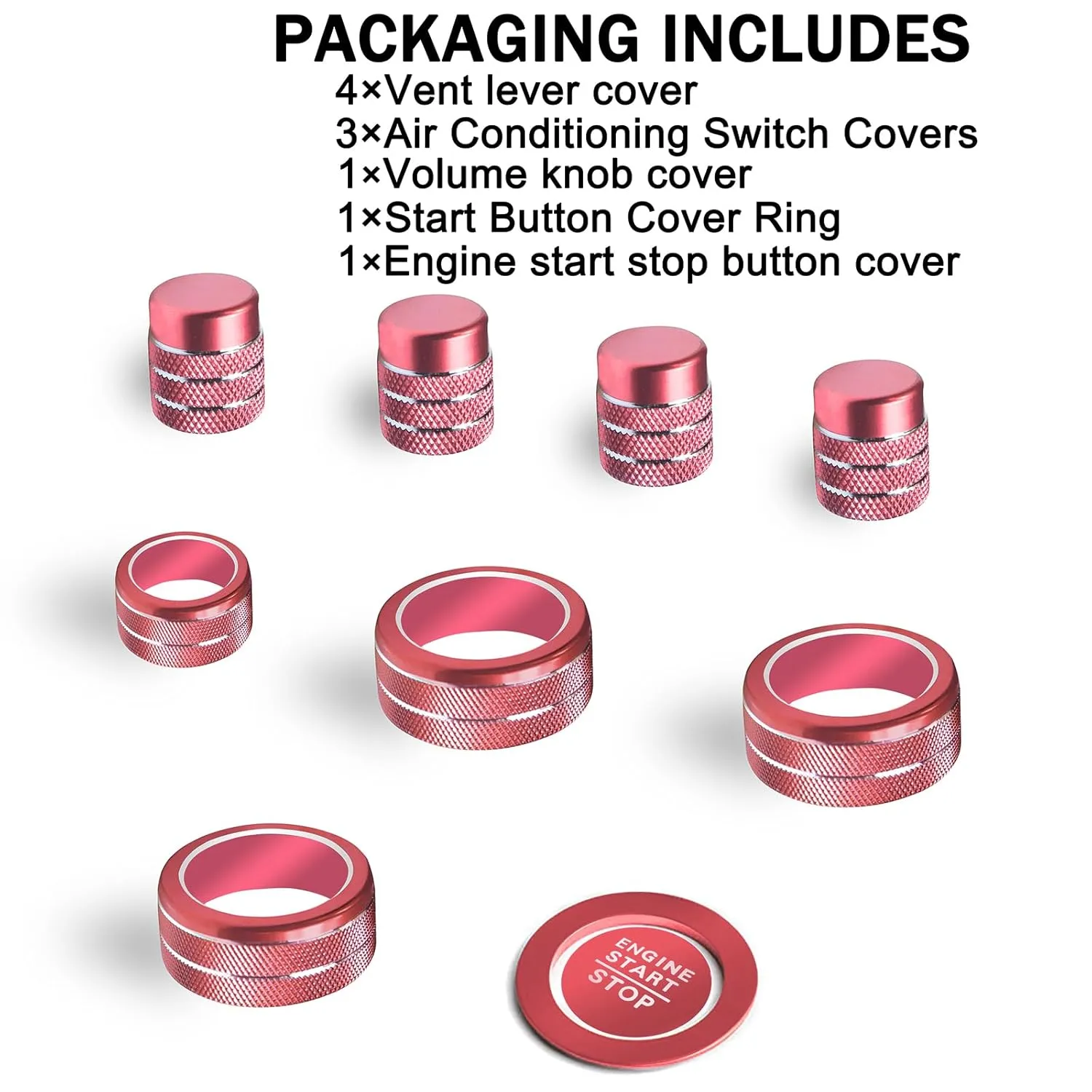 SENSHINE Air Conditioning, Vent Knob Cover for Honda Civic Accessories 2022 2023 2024 2025 for Honda CRV 2023 2024 2025 for Acura Integra 2023 2024 2025 Start/Stop Push Button Ring Trim 10Pcs (Pink)